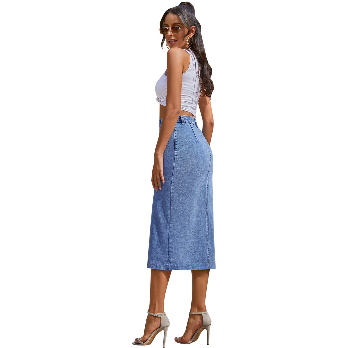 High Waist A-line denim