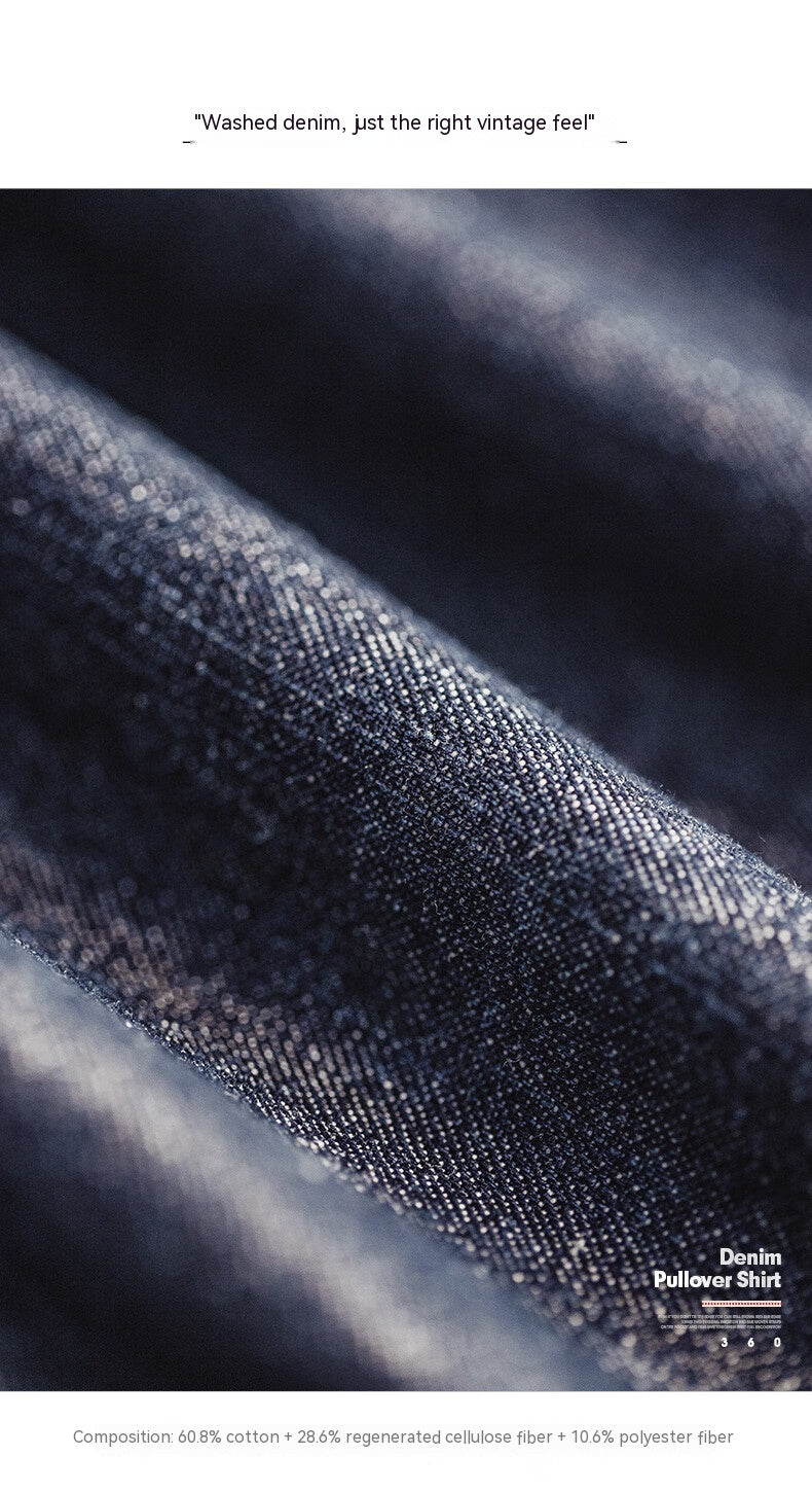 Denim Pullover Long-Sleeve Shirt