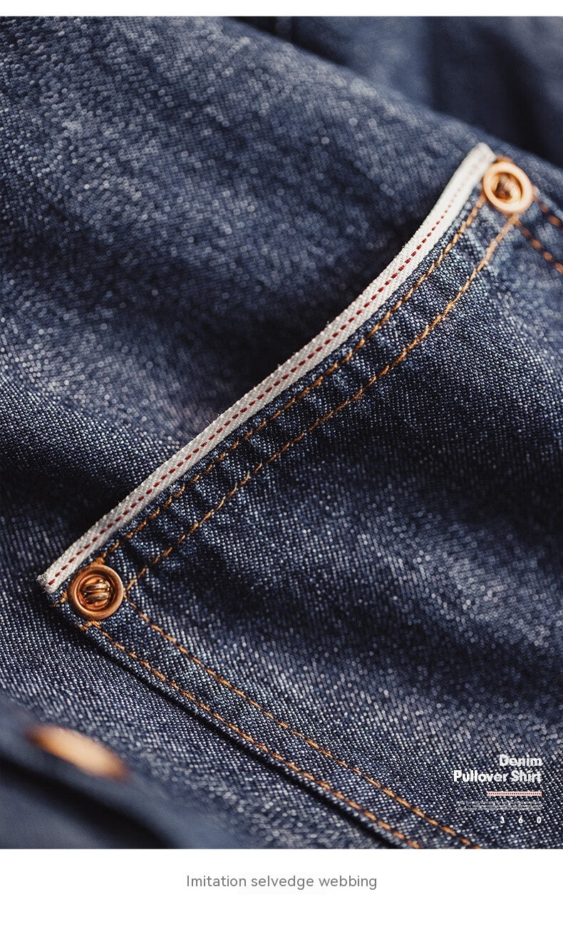 Denim Pullover Long-Sleeve Shirt