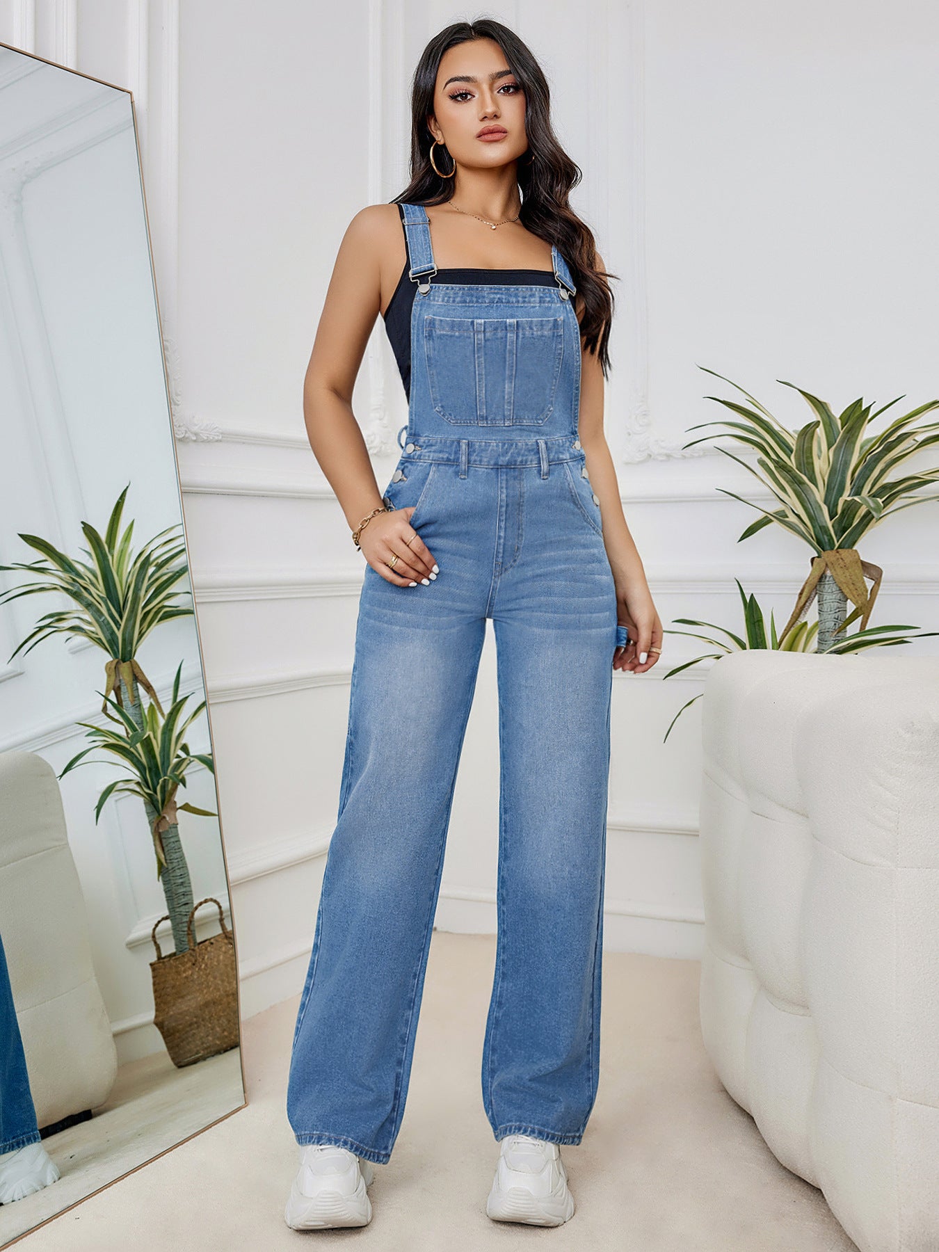 Denim Suspender Pants