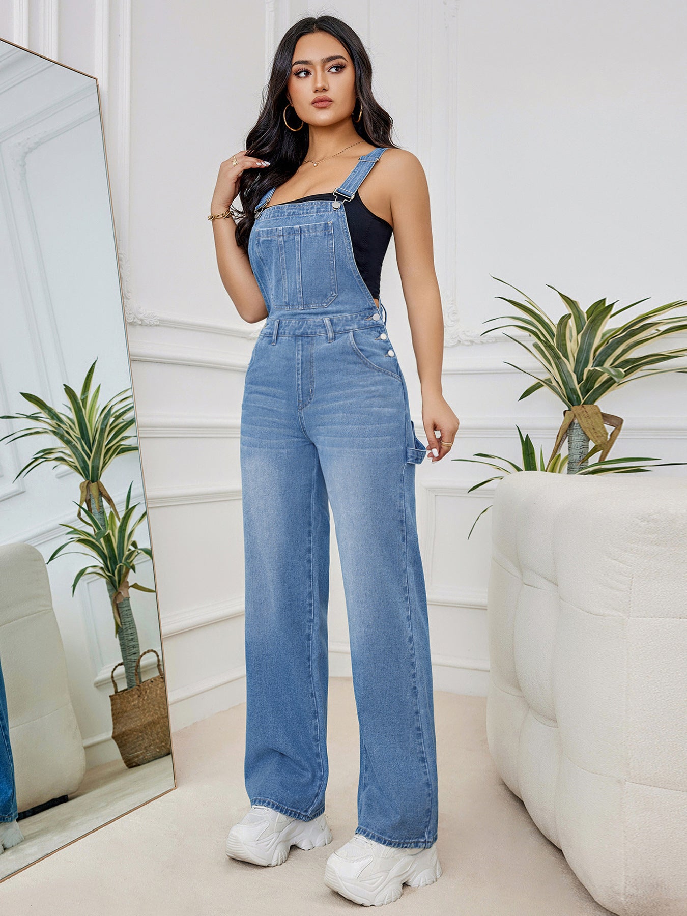 Denim Suspender Pants