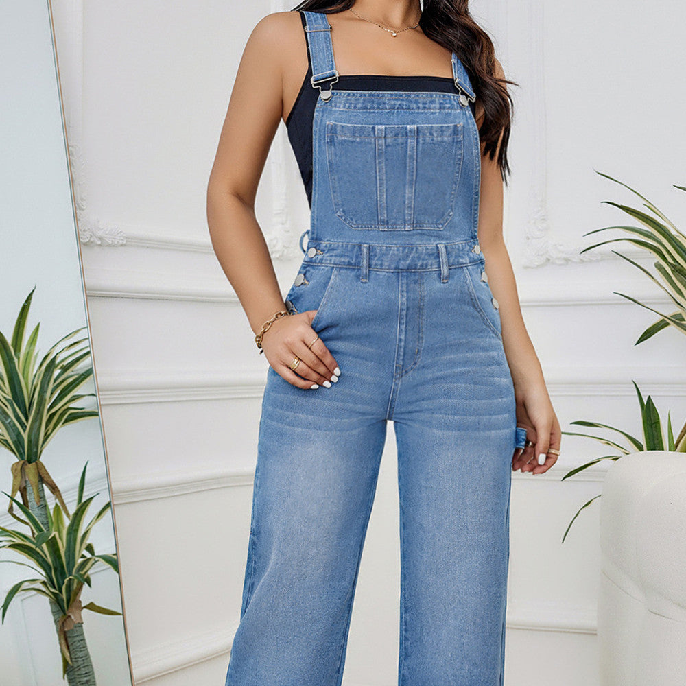 Denim Suspender Pants