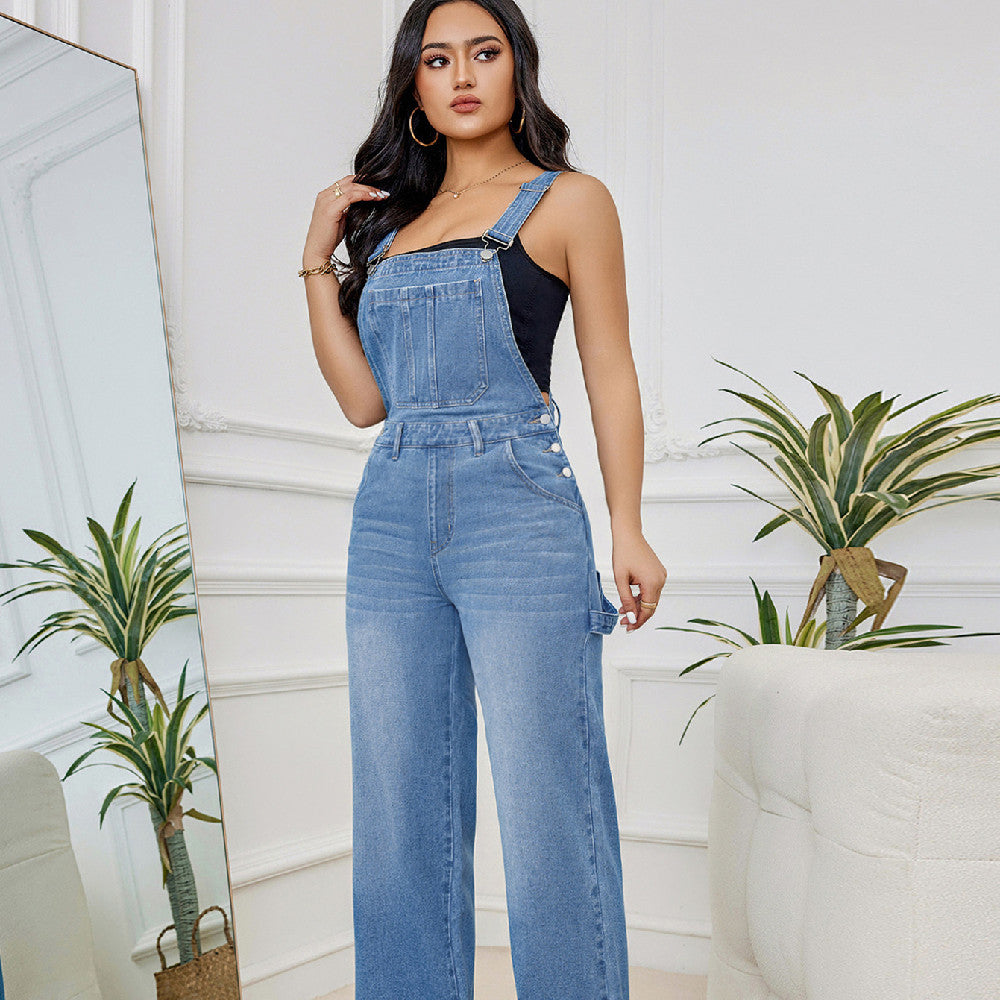 Denim Suspender Pants