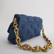 Denim quilted shoulder bag