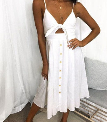 Sleeveless, Backless Strap, Long Close-fitting Sheath