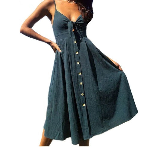 Sleeveless, Backless Strap, Long Close-fitting Sheath