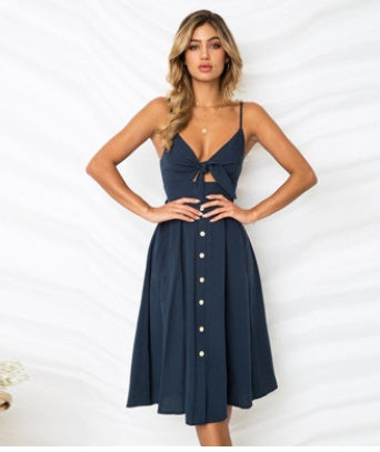 Sleeveless, Backless Strap, Long Close-fitting Sheath