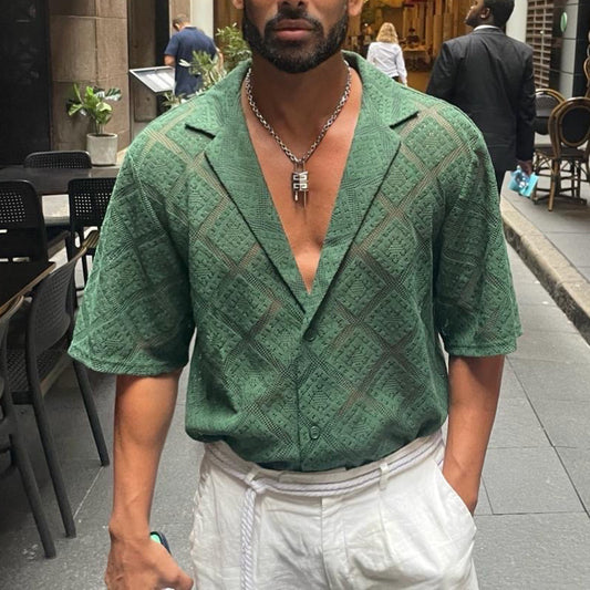 Hollow-out Breathable Lapel Shirt