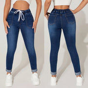 Drawstring Elastic Skinny Jeans
