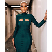 Dark Green Slim Fit Bandage Dress