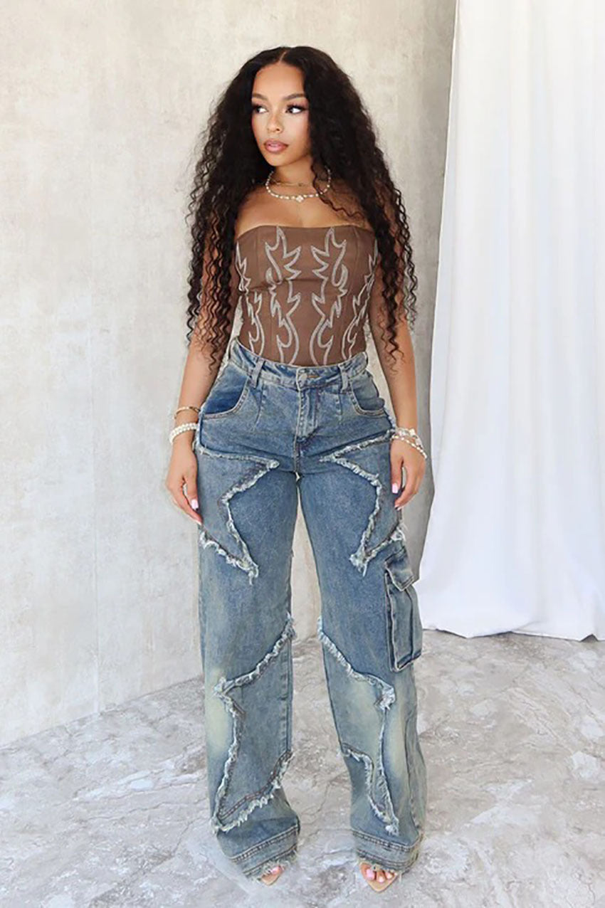Fringed Loose Straight Casual Pants