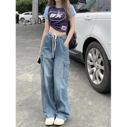 High Street Drawstring Elastic Jeans