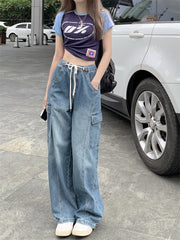 High Street Drawstring Elastic Jeans