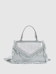 Retro Tassel Bag Denim Blue Mini Crossbody Bag