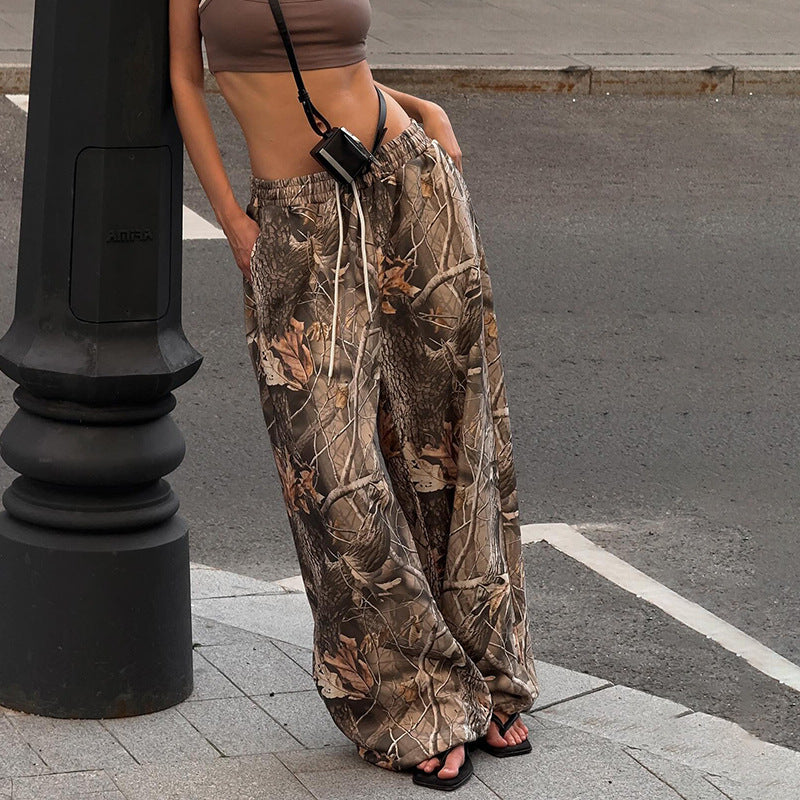 Retro Branch Print  Pants