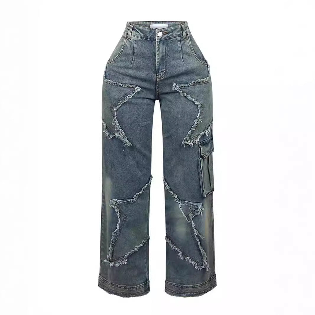 Fringed Loose Straight Casual Pants