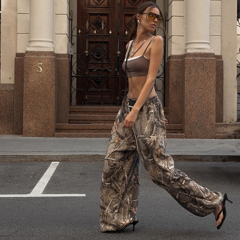 Retro Branch Print  Pants