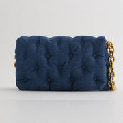 Denim quilted shoulder bag