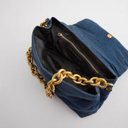 Denim quilted shoulder bag
