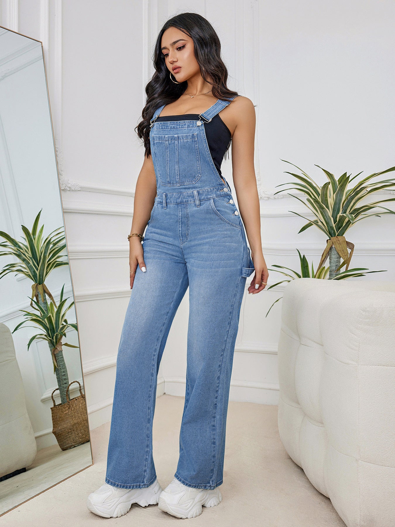 Denim Suspender Pants