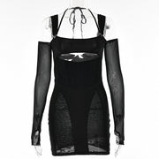 Sling Backless Mesh Dress