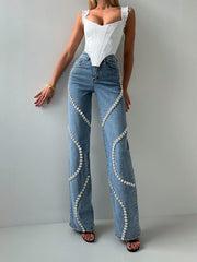 Rhine Stones Denim Pants