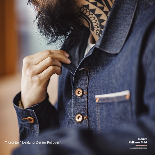 Denim Pullover Long-Sleeve Shirt