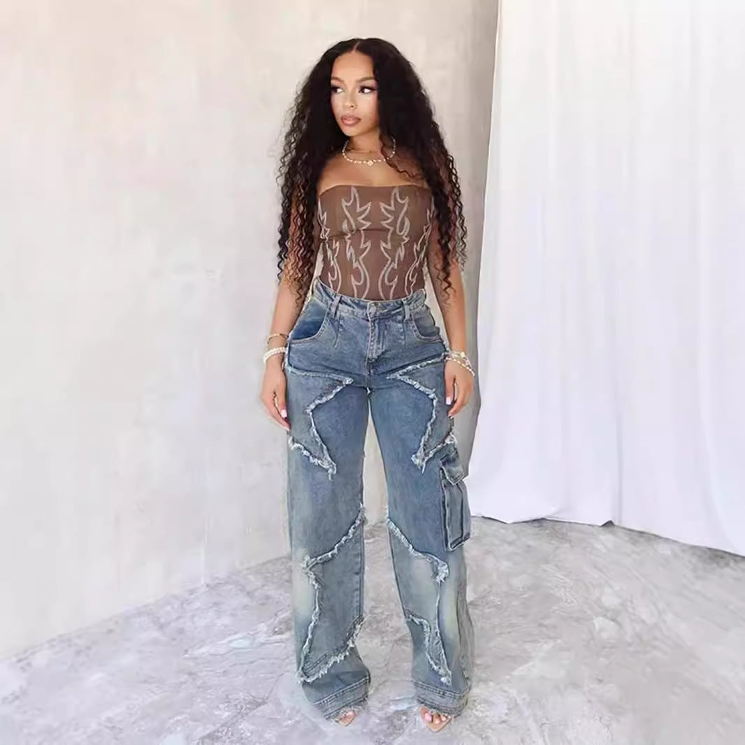 Fringed Loose Straight Casual Pants