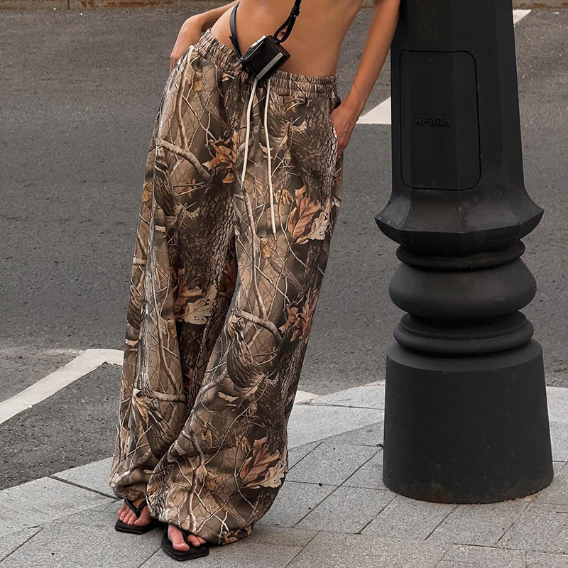 Retro Branch Print  Pants