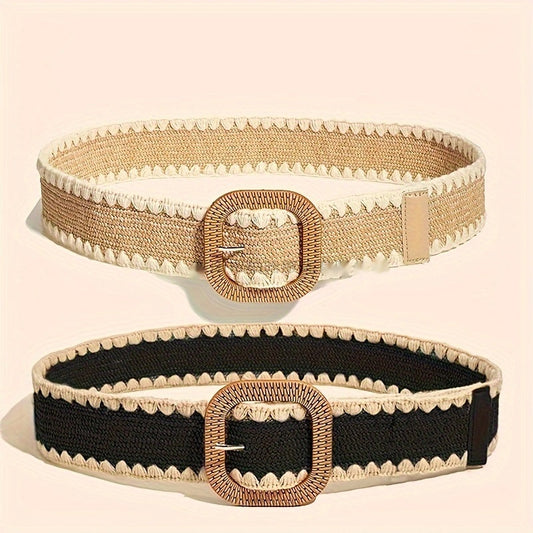 Wooden Buckle Elastic Belt