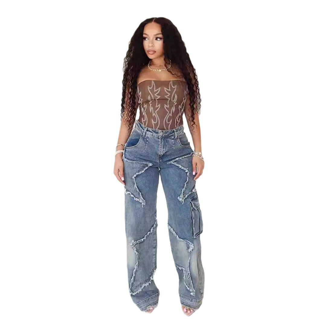 Fringed Loose Straight Casual Pants