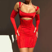 Sling Backless Mesh Dress