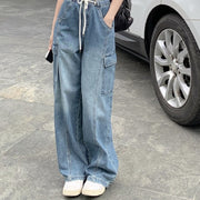 High Street Drawstring Elastic Jeans